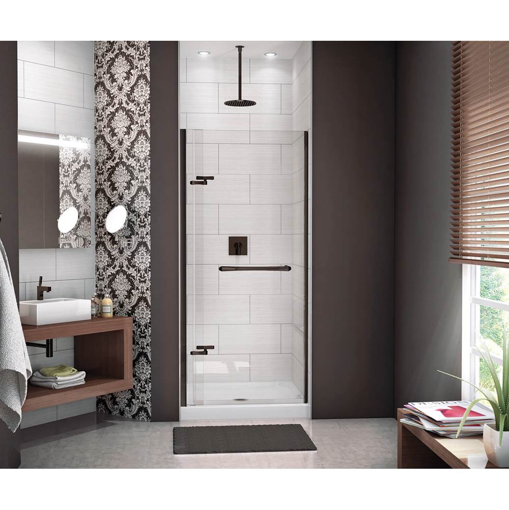 Maax Reveal 71 32 1/2-35 1/2 x 71 1/2 in. 8mm Pivot Shower Door for Alcove Installation with Clear glass in Dark Bronze
