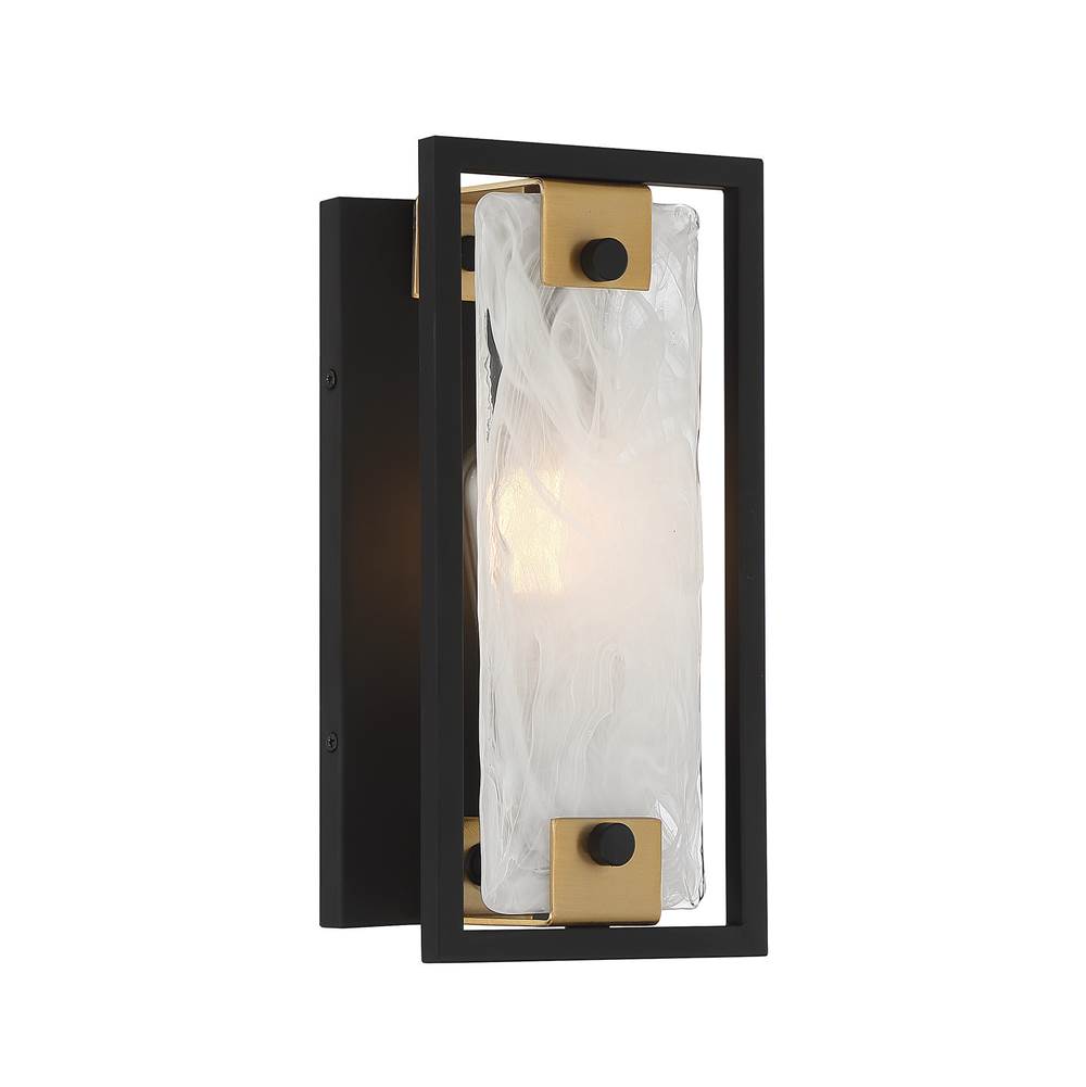 Savoy House Hayward 1-Light Wall Sconce in Matte Black with Warm Brass Accents
