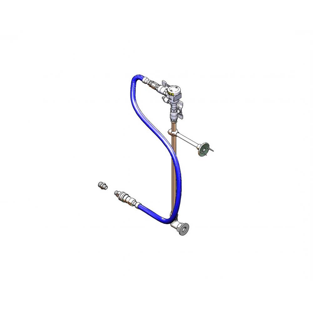 T&S Brass Hose Reel Connector Kit: Inlet Elbow, Riser, Vacuum Breaker, Flexible Water Hose & QD