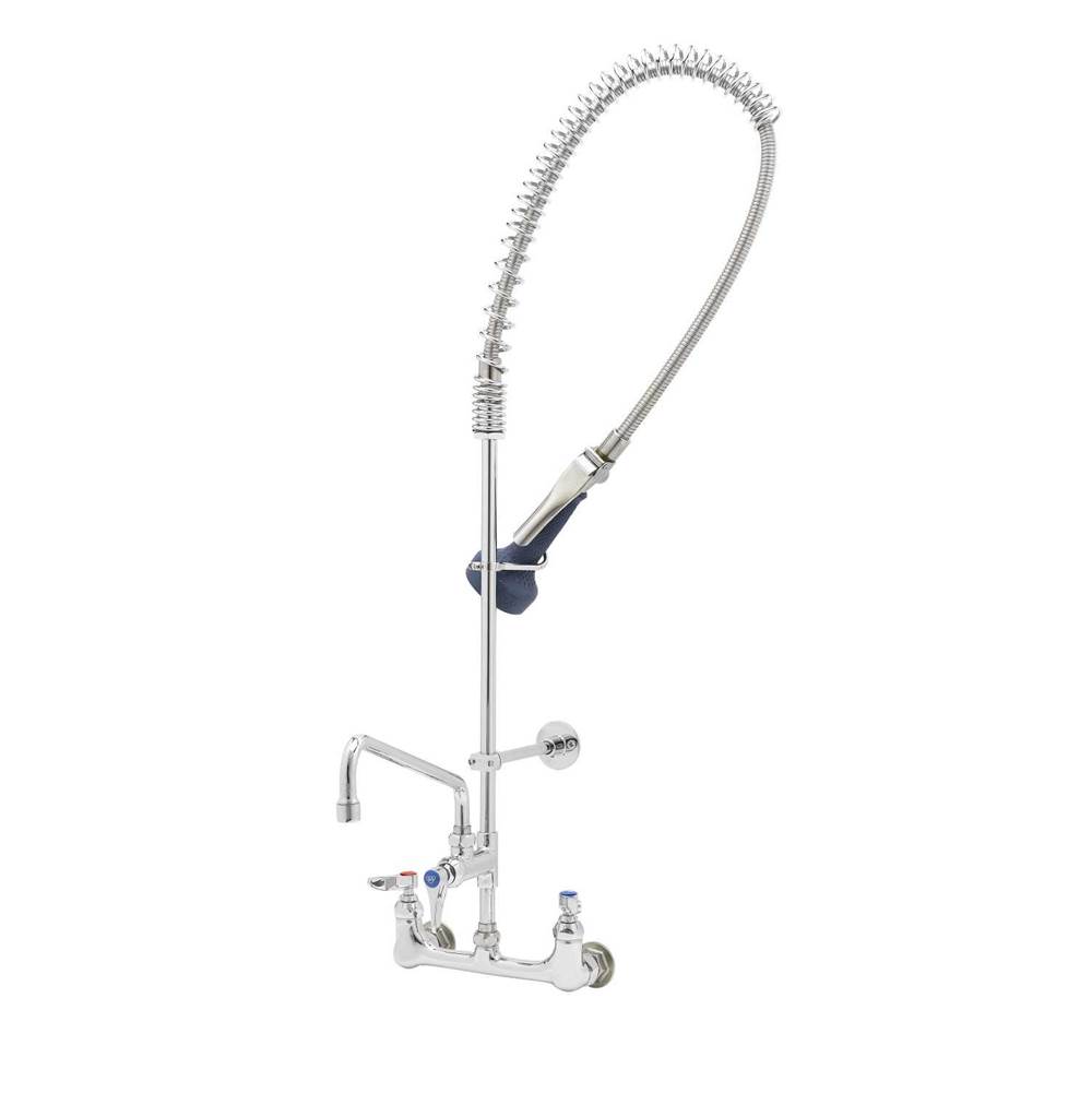 T&S Brass EasyInstall Pre-Rinse, Spring Action, 8'' Wall Mount, 8'' ADF Nozzle, Wall Bracket, B-0108 Pre-Rinse Spray Valve