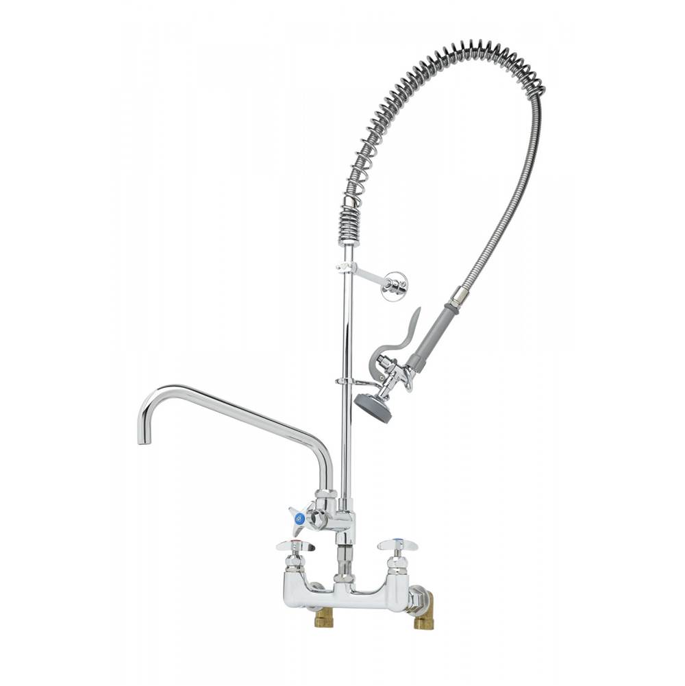 T&S Brass Big-Flow Pre-Rinse Unit: 8'' Wall Mount, 14'' Nozzle, ADF, Spray Valve, Inlet Supply Nipples