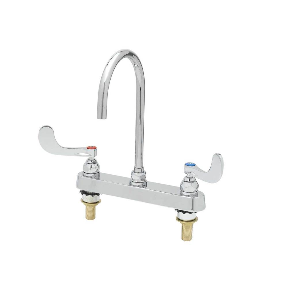 T&S Brass Workboard Faucet, 8'' Deck Mount, Eternas, B-WH4, Swivel Gooseneck, 1.5 GPM Flow, XS Inlets