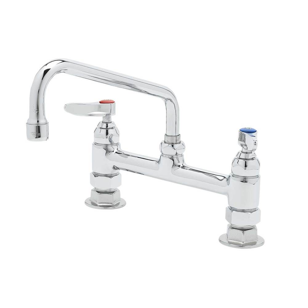 T&S Brass 8'' Deck Mount Mixing Faucet, Eternas, 8'' Swing Nozzle, Lever Handles, Male Inlets