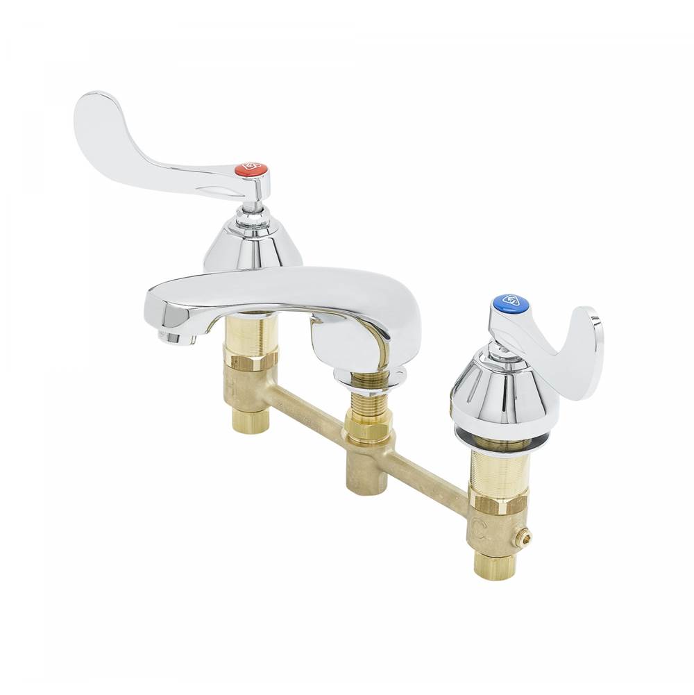 T&S Brass Lavatory Faucet, Concealed Body, 8'' Centers, Cast Basin Spout, 4'' Handles & 1.5 GPM Aerato