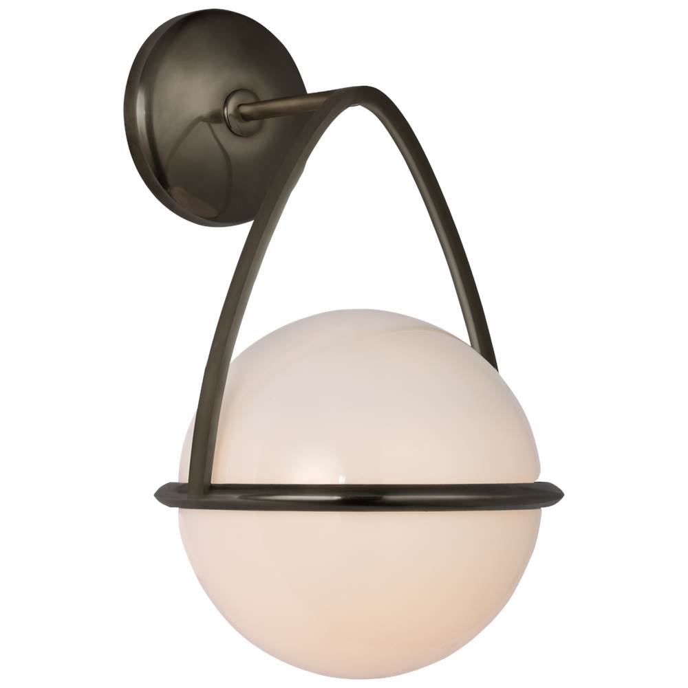 Visual Comfort Signature Collection Lisette Bracketed Sconce in Bronze with White Glass