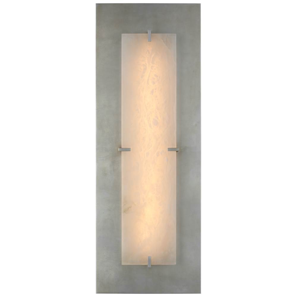 Visual Comfort Signature Collection Dominica Large Rectangle Sconce in Burnished Silver Leaf and Alabaster