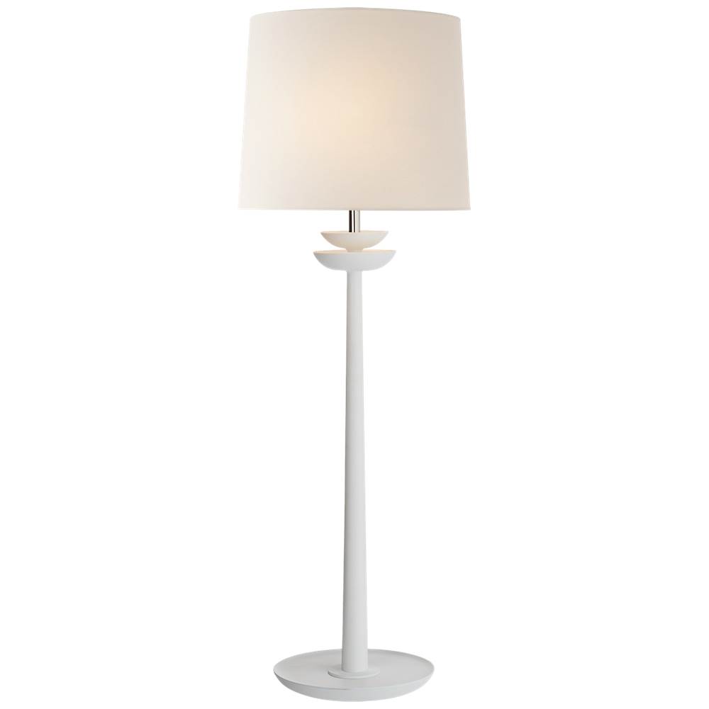 Visual Comfort Signature Collection Beaumont Medium Buffet Lamp in White with Linen Shade