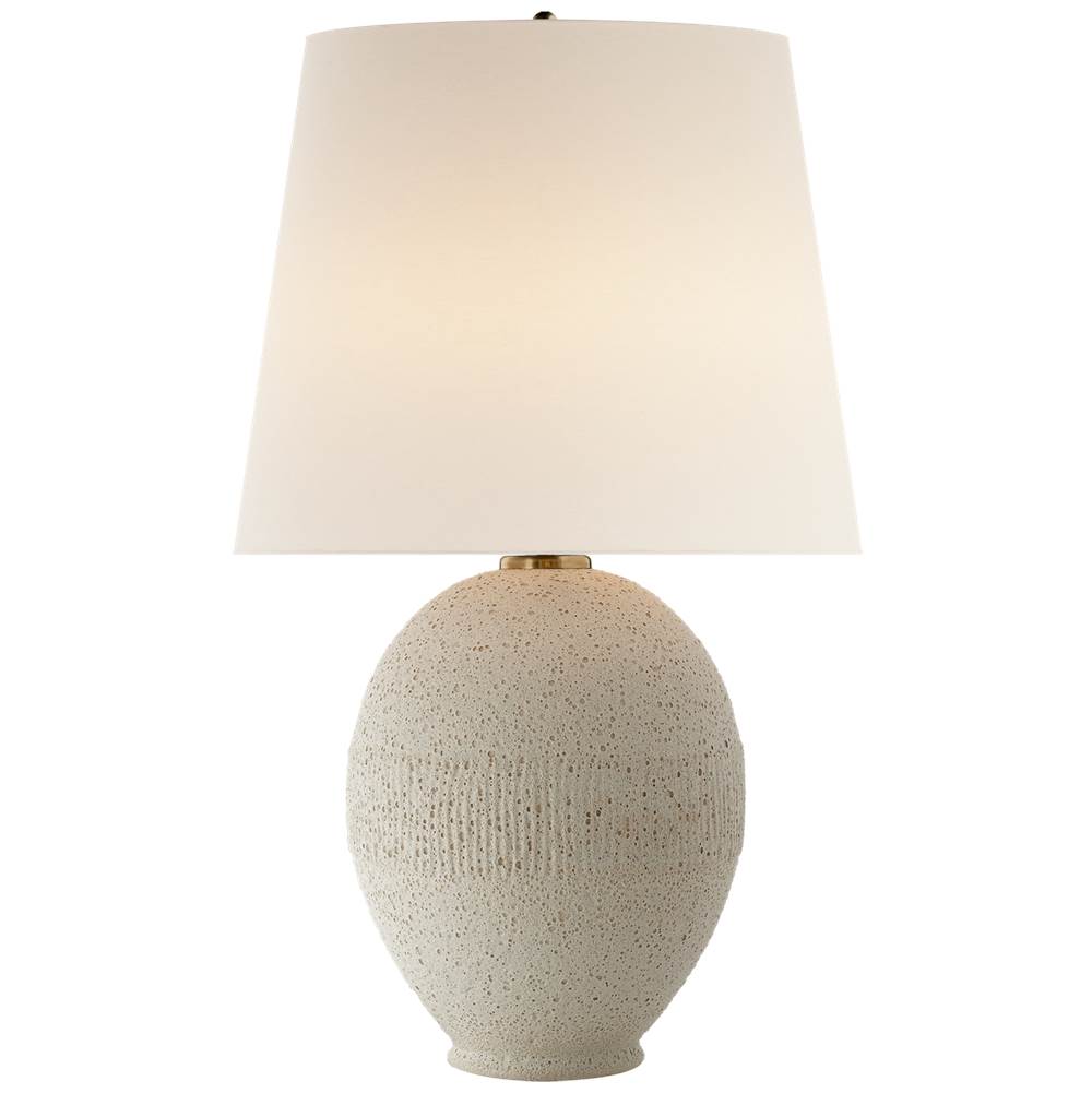 Visual Comfort Signature Collection Toulon Table Lamp in Volcanic Ivory with Linen Shade