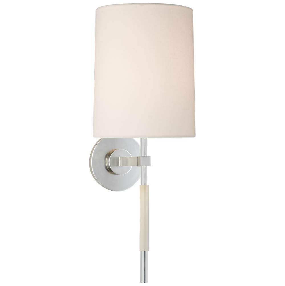 Visual Comfort Signature Collection Clout Tail Sconce in Soft Silver with Linen Shade
