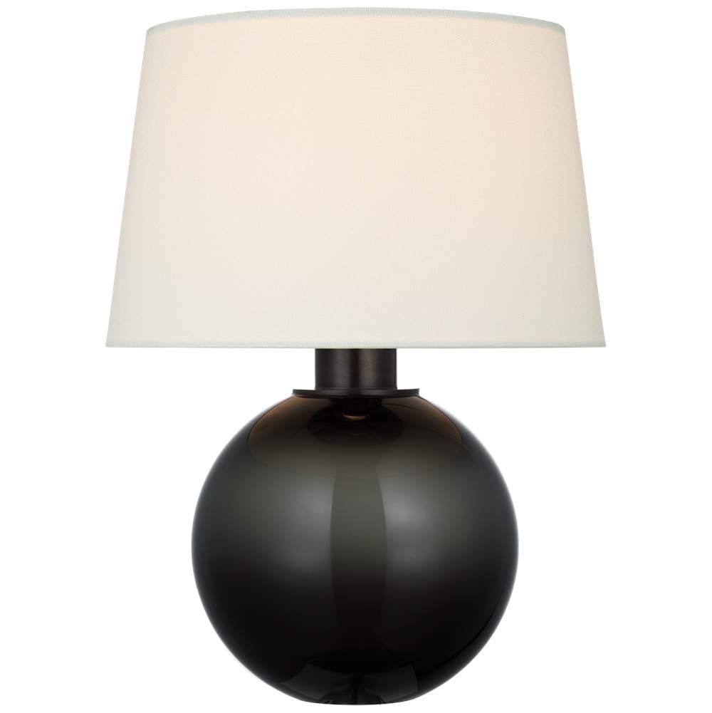 Visual Comfort Signature Collection Masie Small Table Lamp in Smoked Glass with Linen Shade
