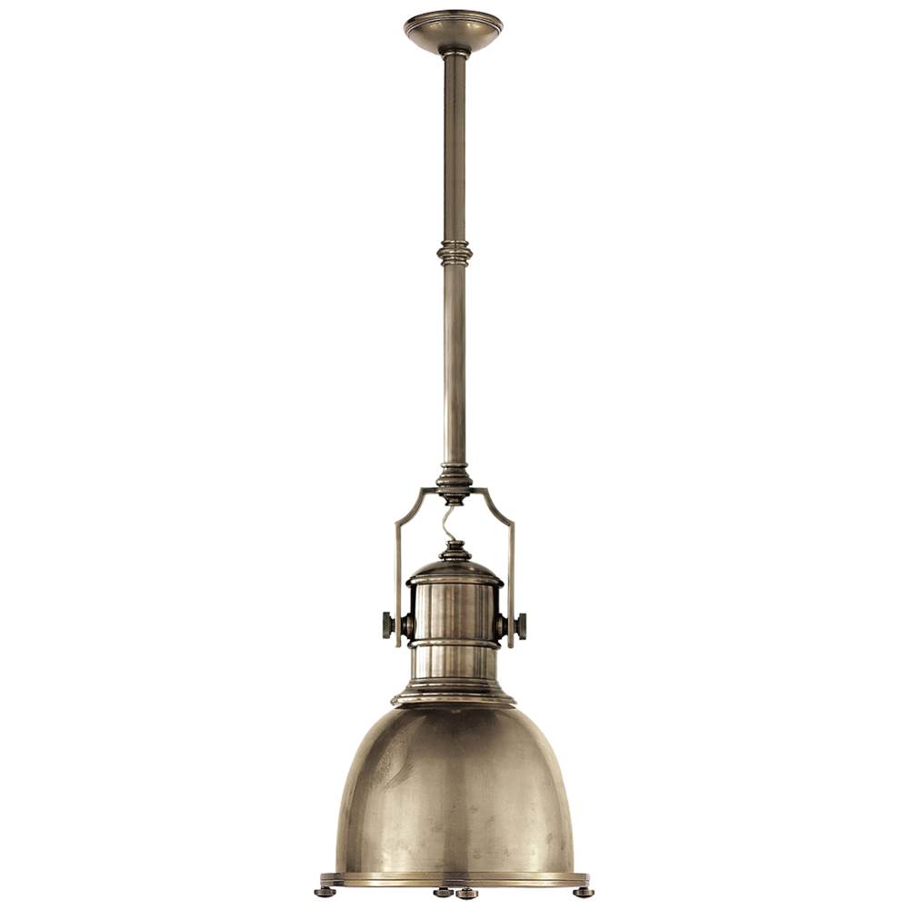 Visual Comfort Signature Collection Country Industrial Small Pendant in Antique Nickel with Antique Nickel Shade