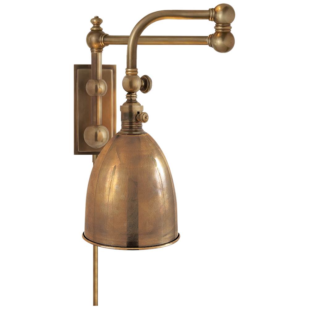 Visual Comfort Signature Collection Pimlico Double Swing Arm in Antique-Burnished Brass with Antique-Burnished Brass Shade