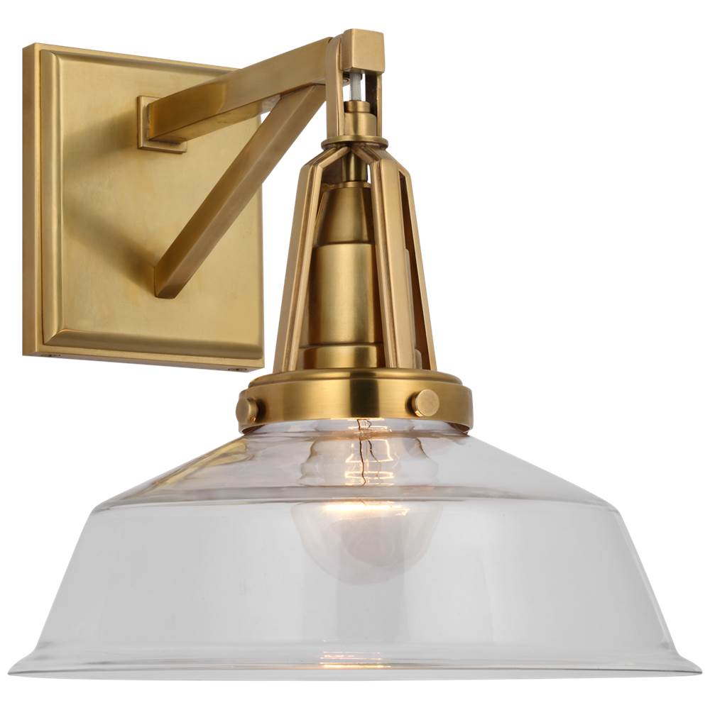 Visual Comfort Signature Collection Layton 10'' Sconce in Antique-Burnished Brass with Clear Glass