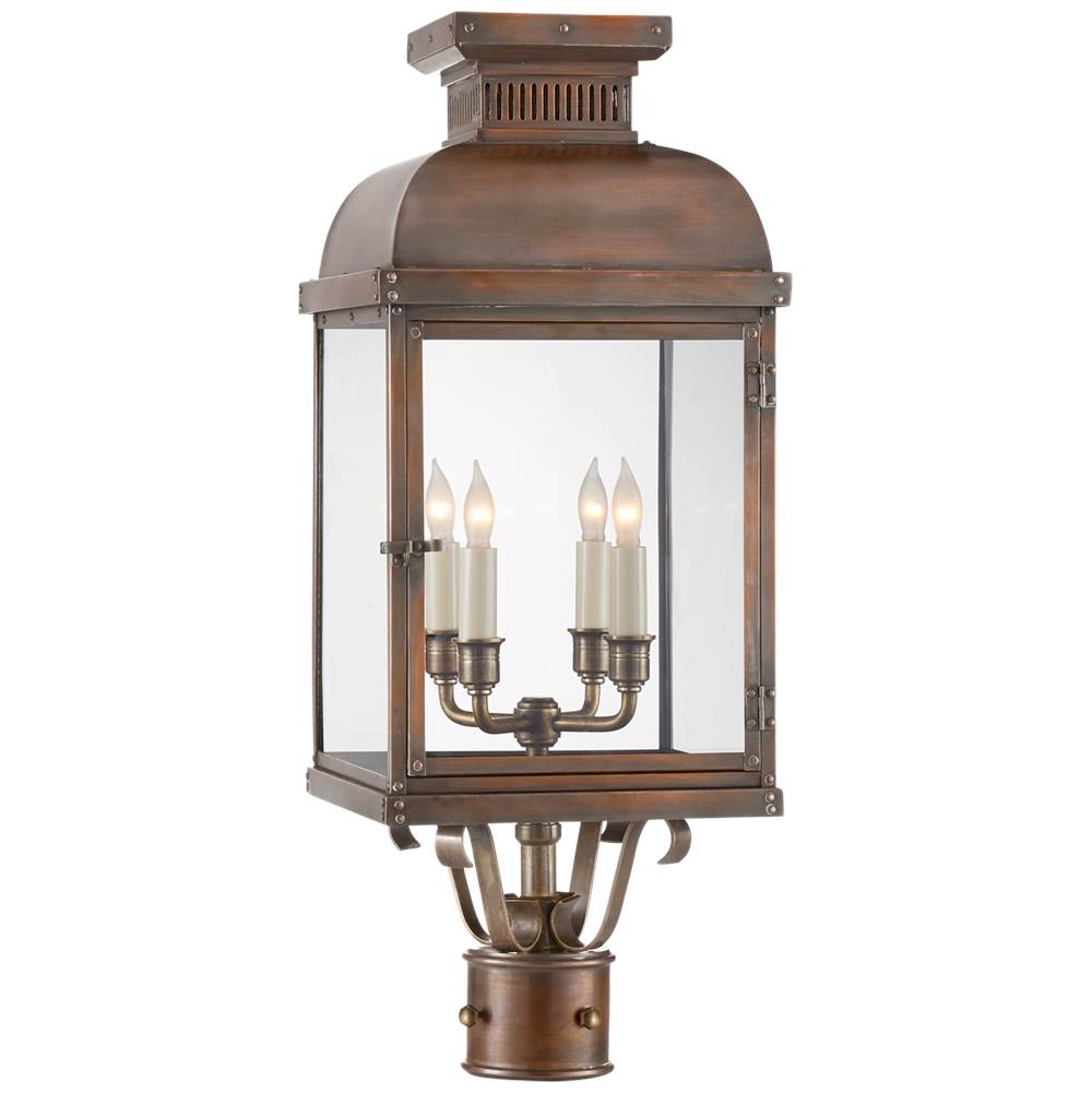 Visual Comfort Signature Collection Suffork Post Lantern in Natural Copper with Clear Glass