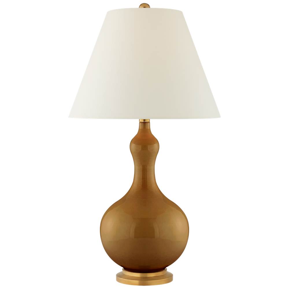 Visual Comfort Signature Collection Addison Medium Table Lamp in Dark Honey with Natural Percale Shade