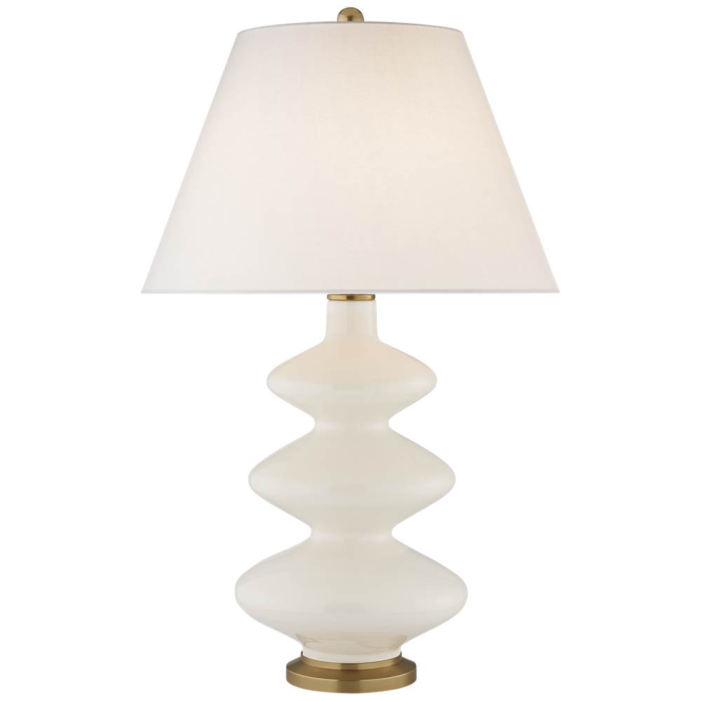 Visual Comfort Signature Collection Smith Medium Table Lamp in Ivory with Linen Shade