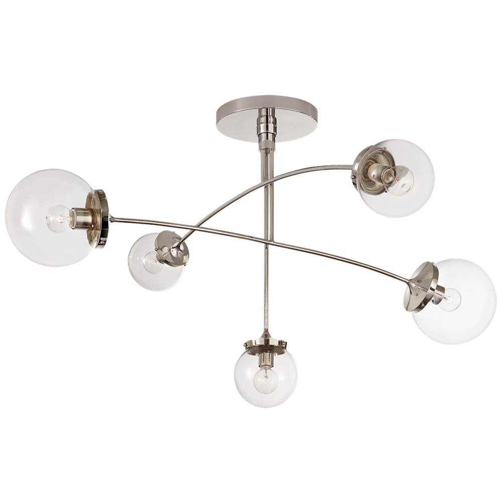 Visual Comfort Signature Collection Prescott Medium Mobile Chandelier in Polished Nickel with Clear Glass