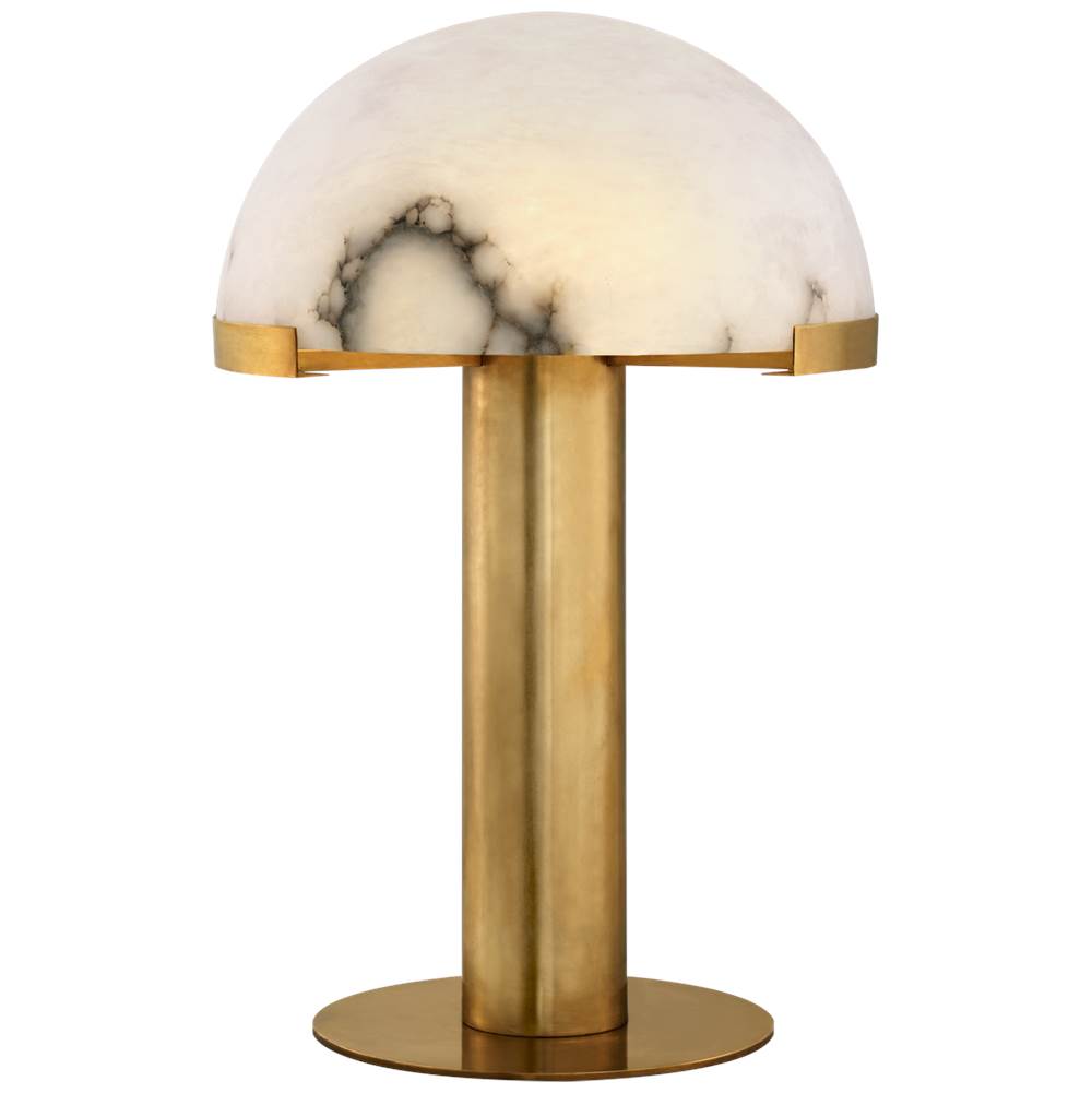 Visual Comfort Signature Collection Melange Table Lamp in Antique-Burnished Brass with Alabaster