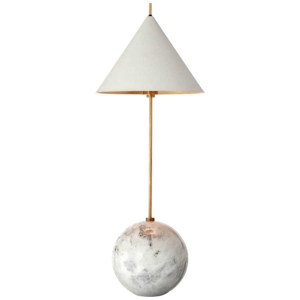 Visual Comfort Signature Collection Cleo Orb Base Accent Lamp in Antique-Burnished Brass with Antique White Shade