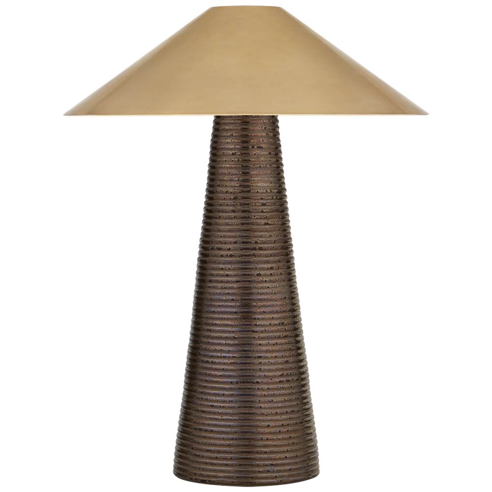 Visual Comfort Signature Collection Miramar Accent Lamp in Crystal Bronze with Antique-Burnished Brass Shade