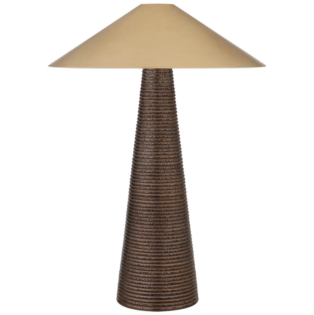 Visual Comfort Signature Collection Miramar Table Lamp in Crystal Bronze with Antique-Burnished Brass Shade