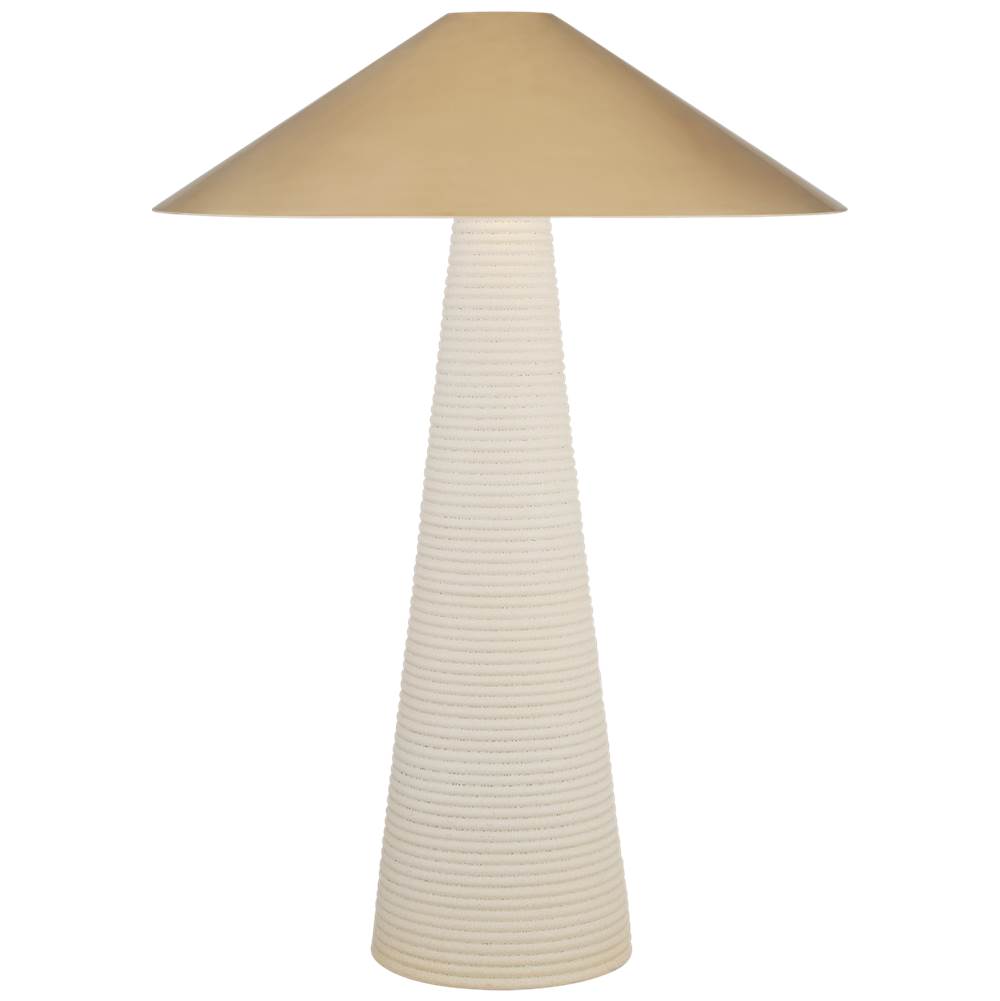 Visual Comfort Signature Collection Miramar Table Lamp in Porous White with Antique-Burnished Brass Shade