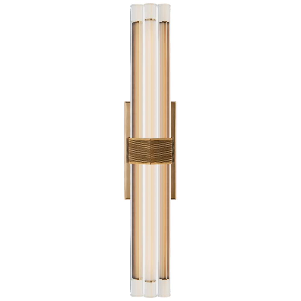 Visual Comfort Signature Collection Fascio 24'' Sconce in Hand-Rubbed Antique Brass with Crystal