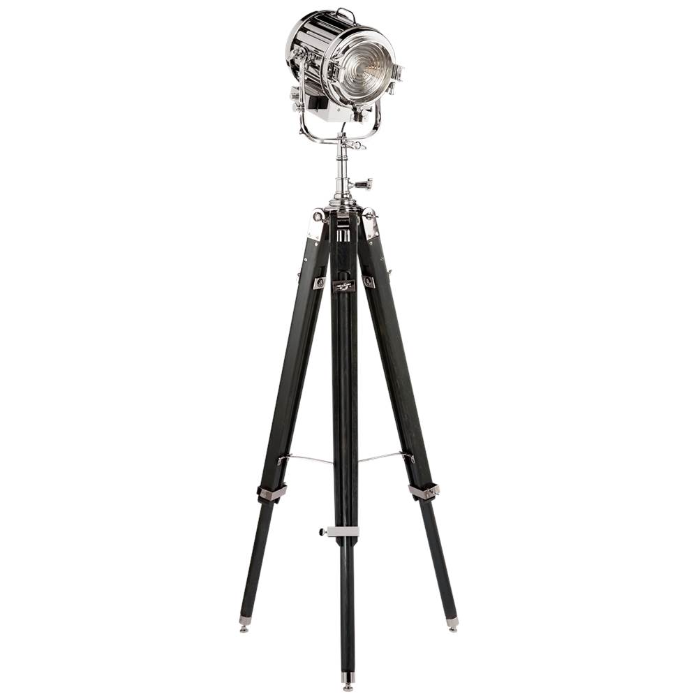 Visual Comfort Signature Collection Montauk Search Light Floor Lamp in Ebony and Polished Nickel