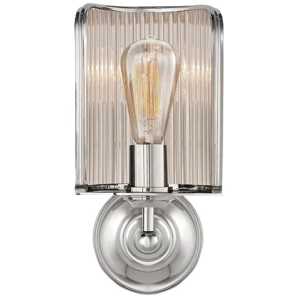 Visual Comfort Signature Collection Rivington Shield Sconce in Polished Nickel with Ribbed Mirror