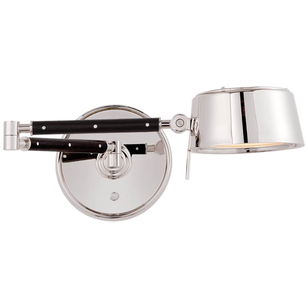 Visual Comfort Signature Collection Alaster Articulating Wall Light in Polished Nickel and Black Ebony