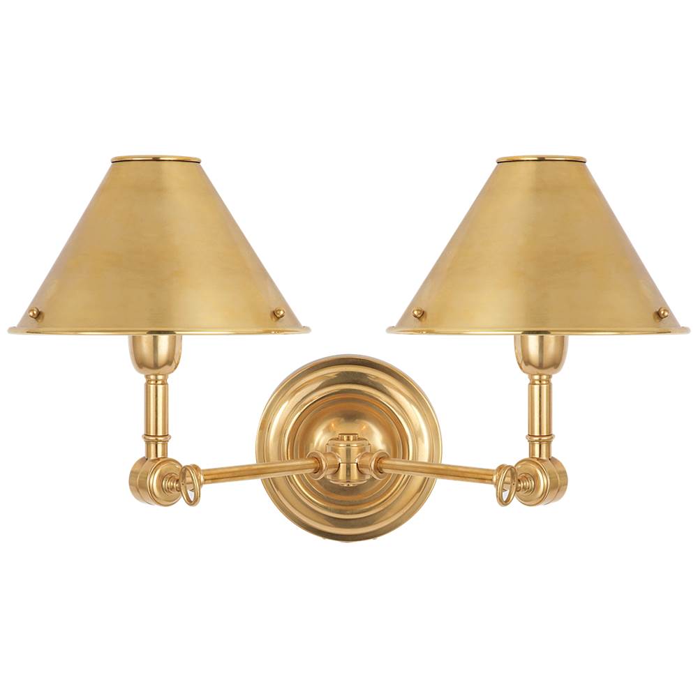 Visual Comfort Signature Collection Anette Double Sconce in Natural Brass
