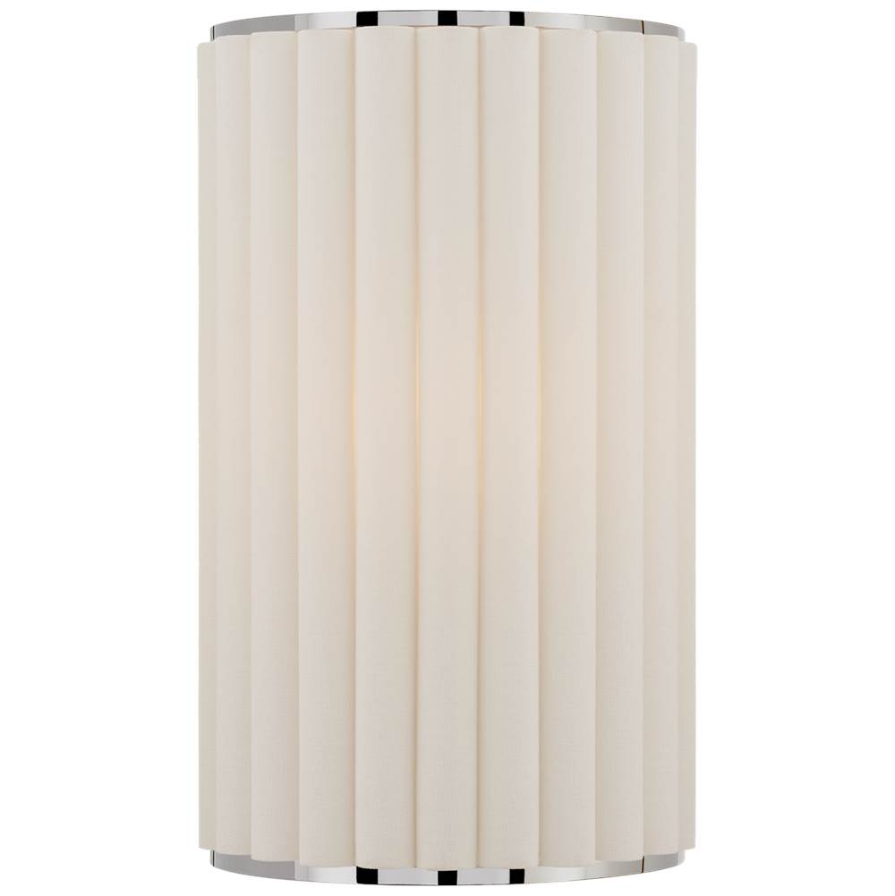 Visual Comfort Signature Collection Palati Small Sconce in Polished Nickel with Linen Shade