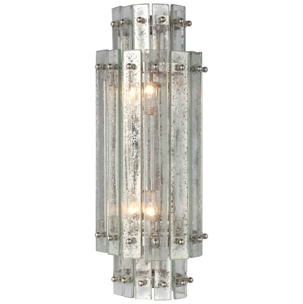 Visual Comfort Signature Collection Cadence Small Tiered Sconce in Polished Nickel with Antique Mirror