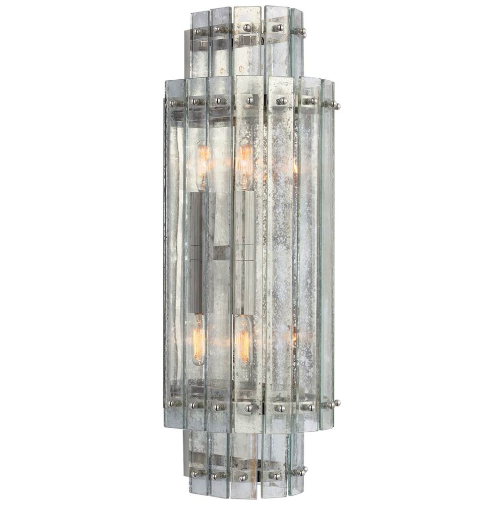 Visual Comfort Signature Collection Cadence Large Tiered Sconce in Polished Nickel with Antique Mirror