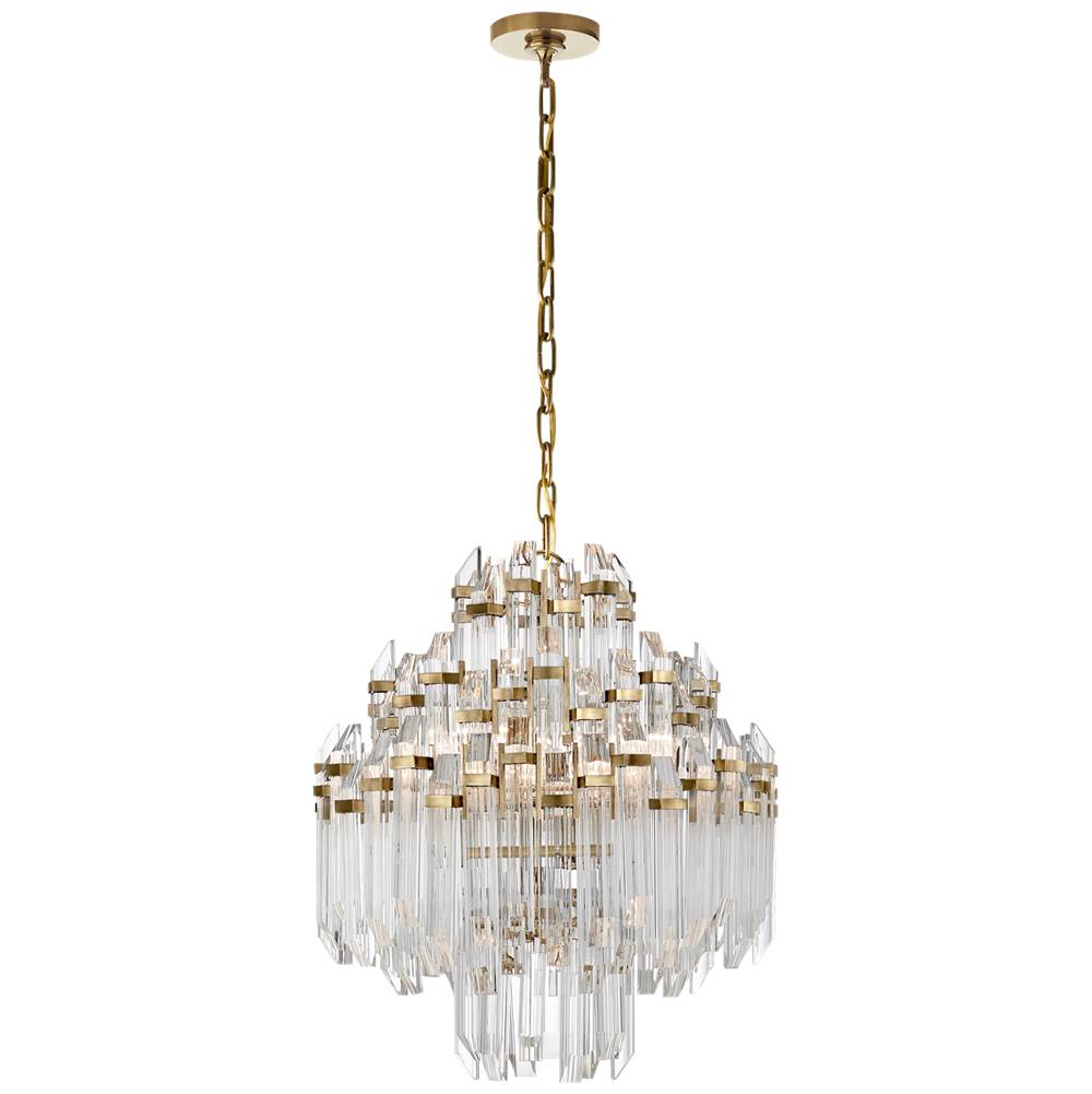 Visual Comfort Signature Collection Adele Four Tier Waterfall Chandelier in Hand-Rubbed Antique Brass with Clear Acrylic