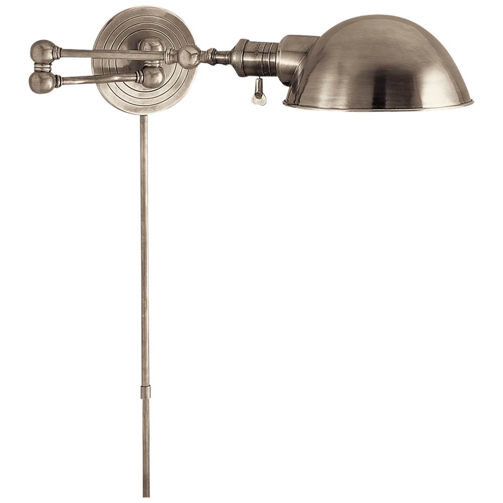 Visual Comfort Signature Collection Boston Swing Arm in Antique Nickel with SLG Shade