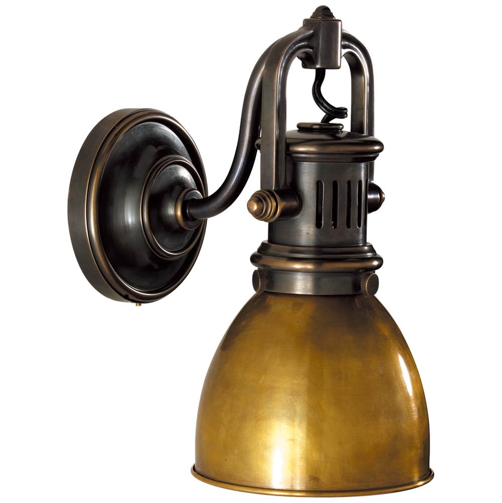 Visual Comfort Signature Collection Yoke Suspended Sconce in Bronze with Hand-Rubbed Antique Brass Shade