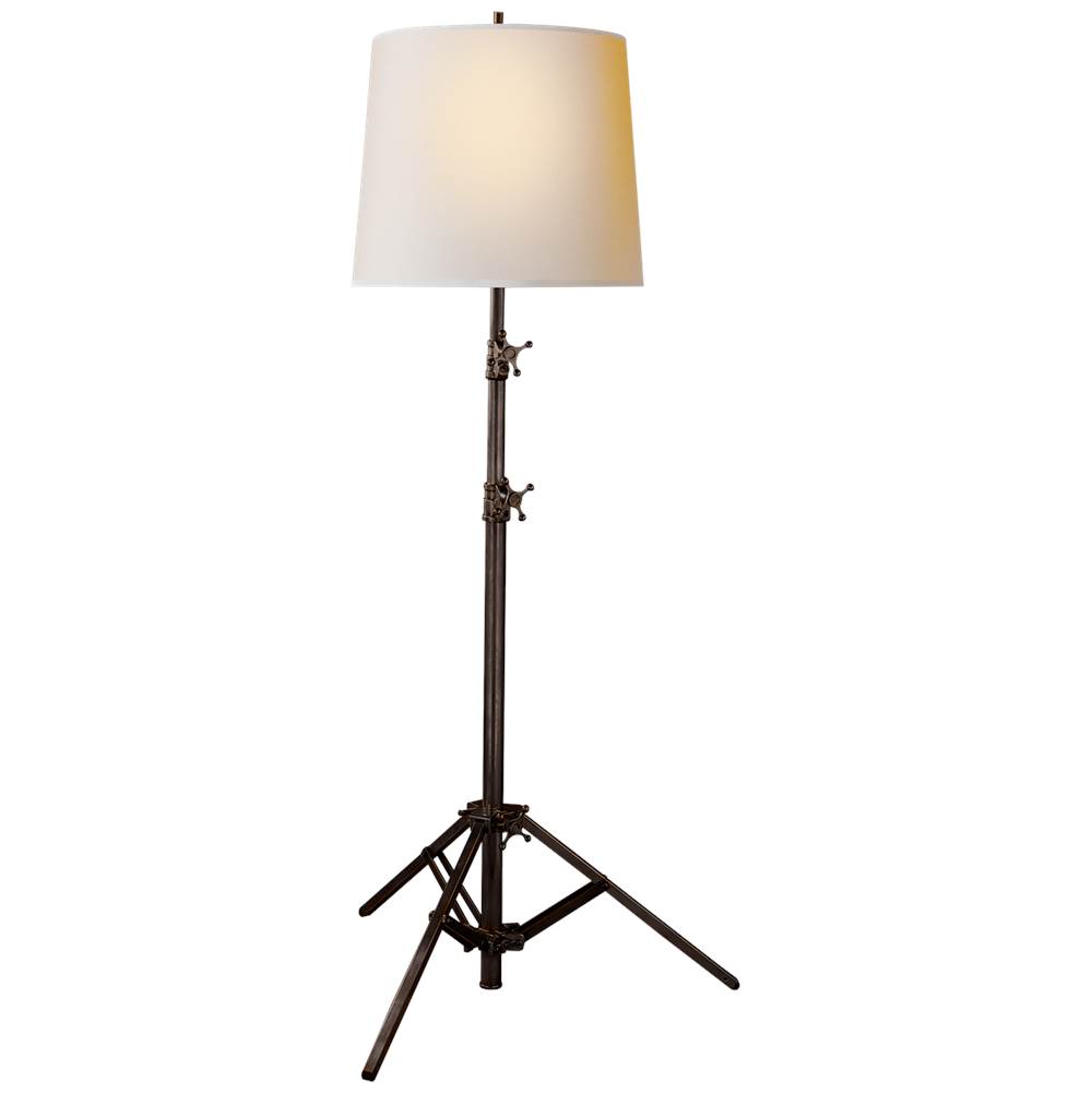 Visual Comfort Signature Collection Studio Floor Lamp in Bronze with Small Natural Paper Shade
