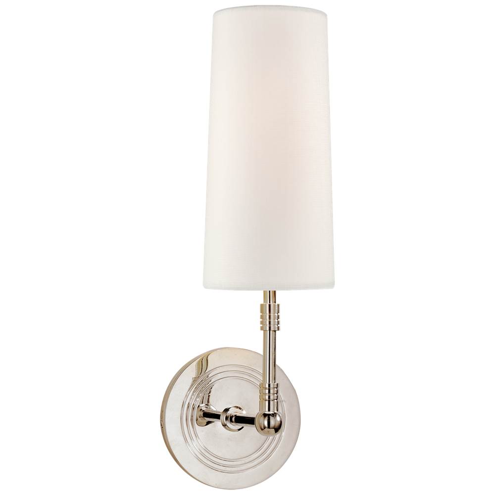 Visual Comfort Signature Collection Ziyi Sconce in Polished Nickel with Linen Shade