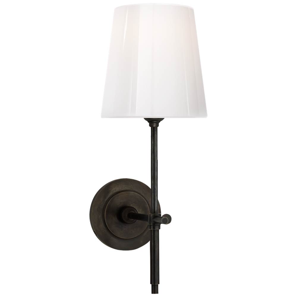 Visual Comfort Signature Collection Bryant Sconce in Bronze with White Glass Shade