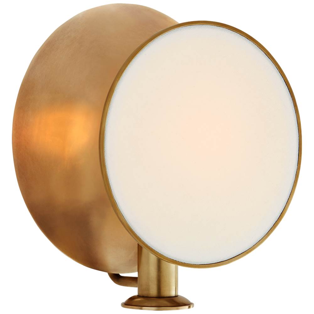 Visual Comfort Signature Collection Osiris Single Reflector Sconce in Hand-Rubbed Antique Brass with Linen Diffuser