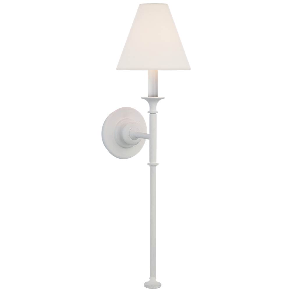 Visual Comfort Signature Collection Piaf Large Tail Sconce in Plaster White with Linen Shade