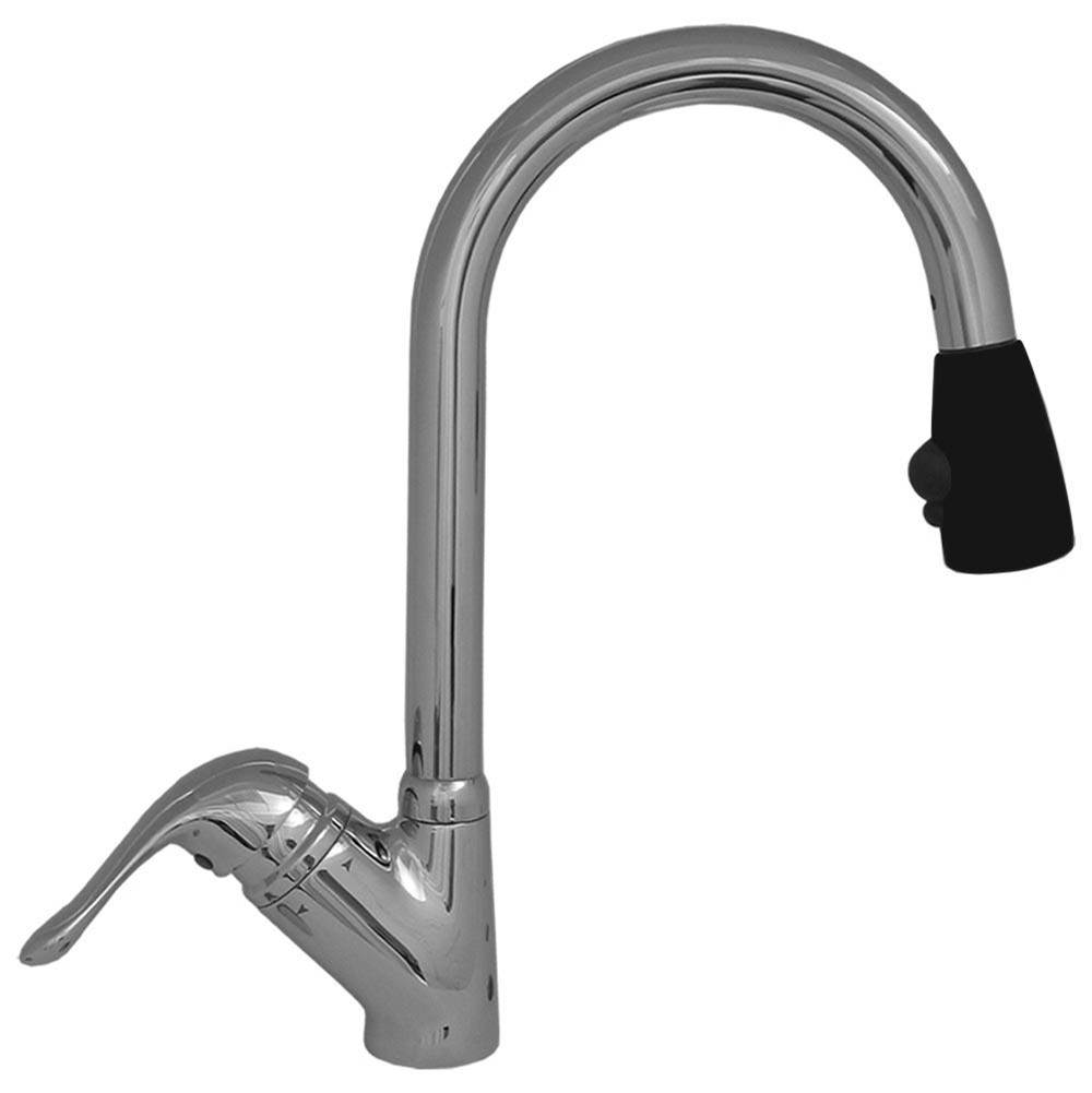 Whitehaus Collection Rainforest Single Hole/Single Lever Handle Faucet with Black Spray Head
