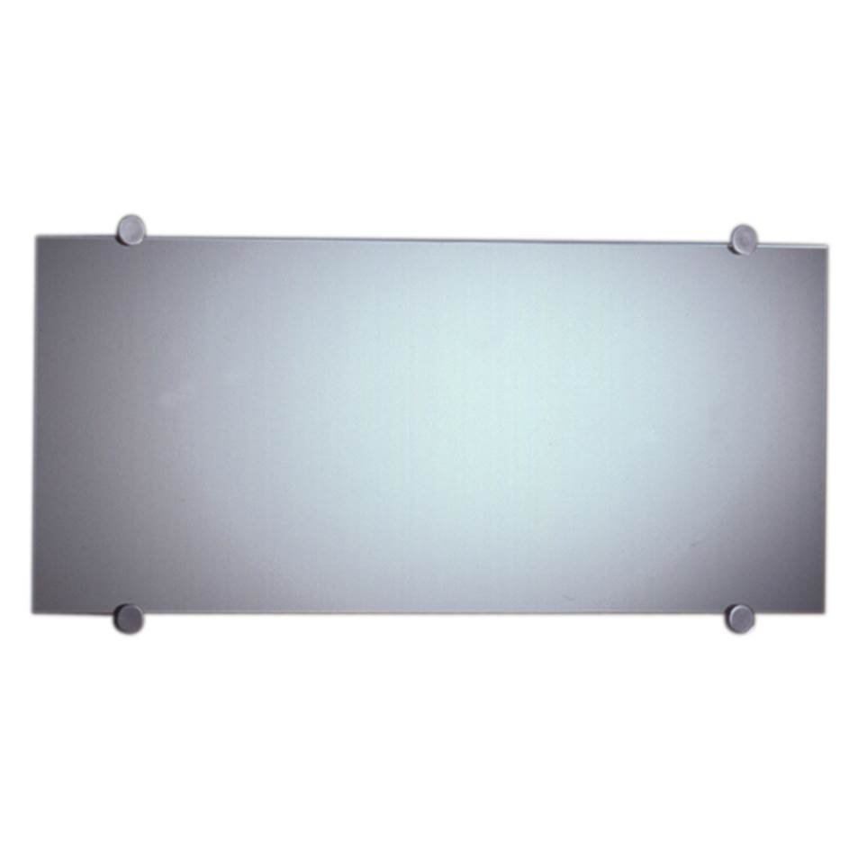 Whitehaus Collection New Generation Frameless Rectangular Mirror with Round Polished Stainless Steel Wall Mount Supports